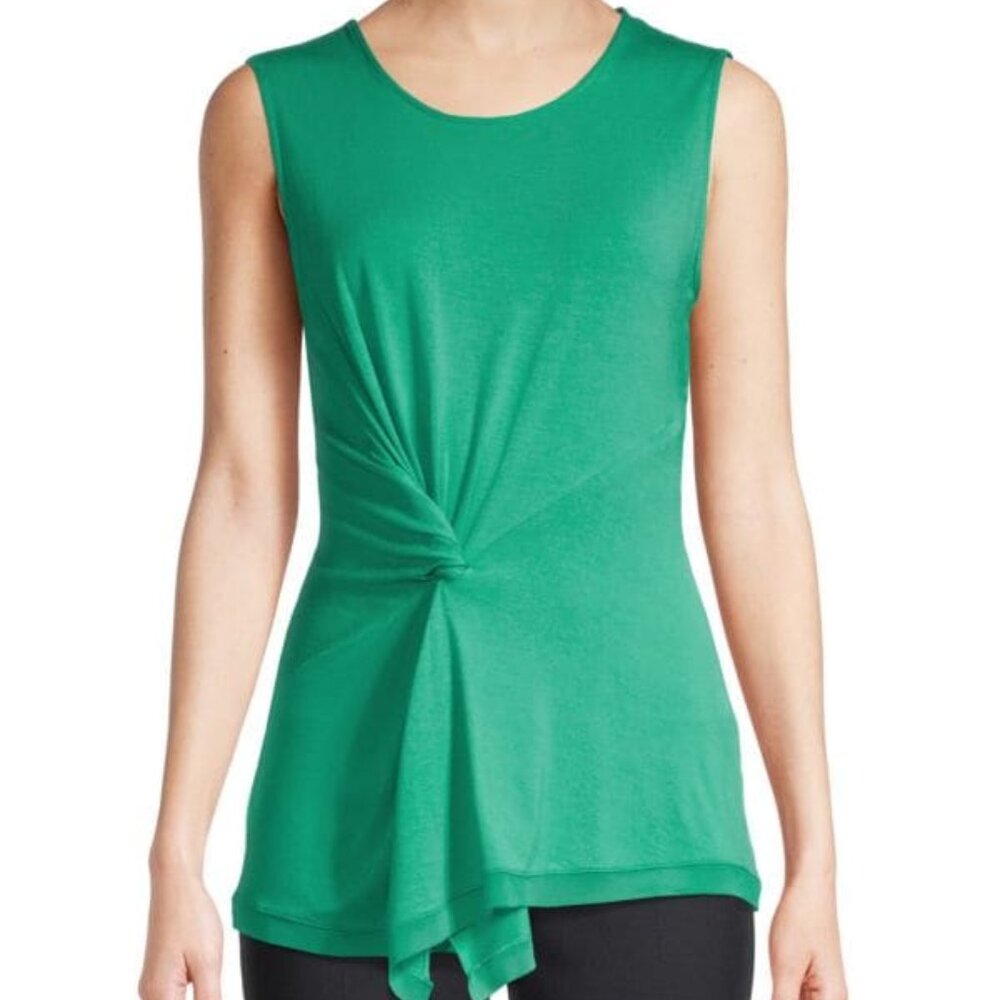 KOBI HALPERIN Stevie Top Twist Front Stretch Shamrock Green Asymmetrical